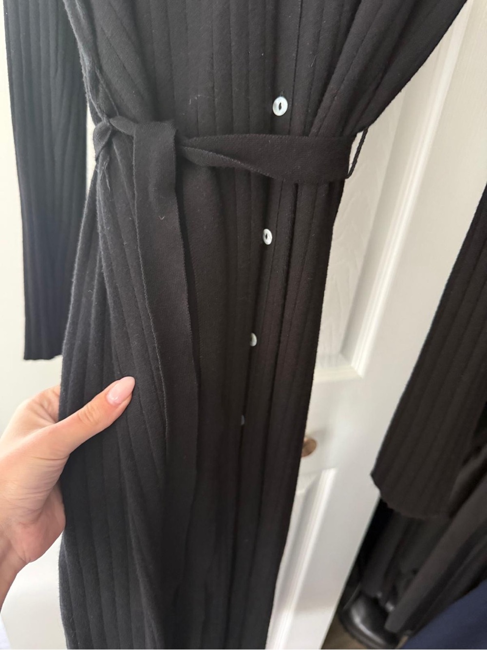 Zara Black Ribbed Midi Shirt Dress - Picture 3 of 3